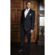 "Vermont" Black 1-Button Peak Tuxedo Jacket with Adjustable Waist Pants